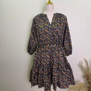 Shoshanna Size 2 Abstract Brushstroke Shirt Mini Dress with Pockets